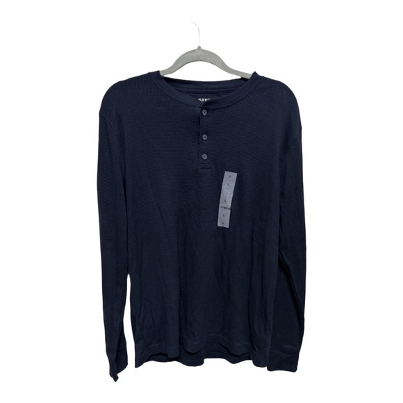 Old Navy Men's Navy Thermal NWOT Size Large Henley Tee Long Sleeve - Picture 1 of 5